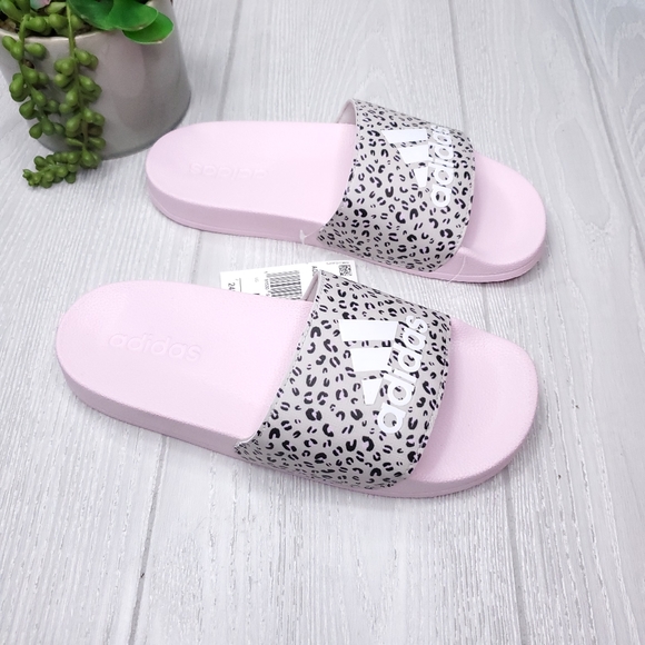 adidas slides leopard print